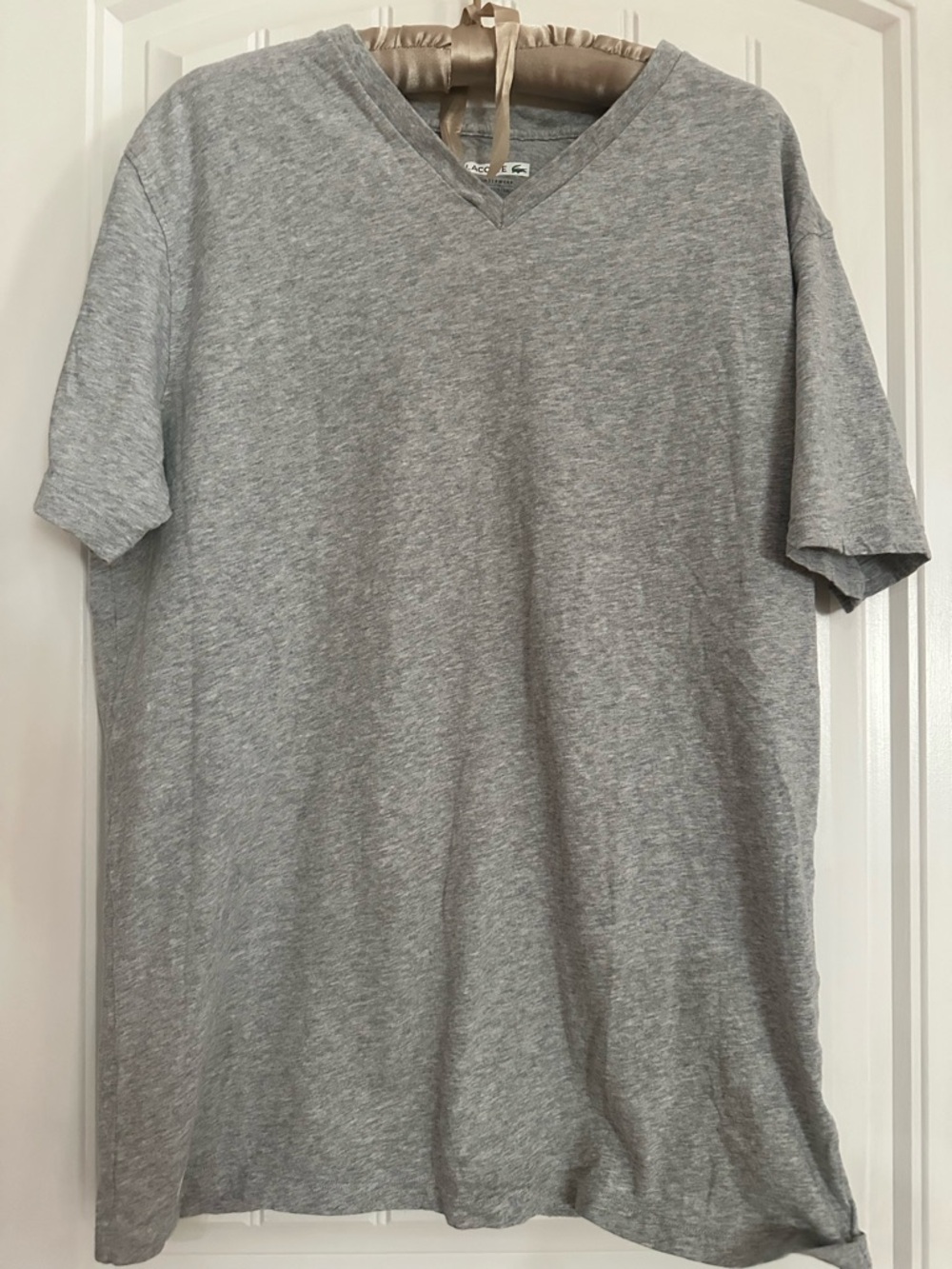 2 Lacoste  V-Neck Men's T-Shirt - Gray and white size XL